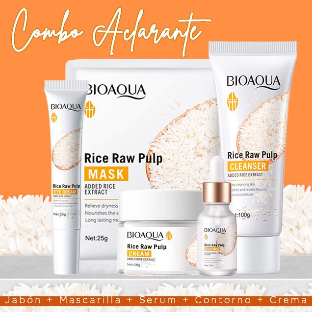 OFERTA! 5 PRODUCTOS DE ARROZ, KIT ACLARADOR FACIAL